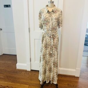 Zara Floral Maxi Dress with Matching Belt (XL)